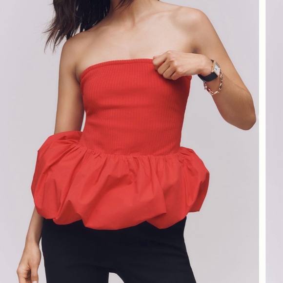 Maeve Tops - NWT Maeve Strapless Bubble-Hem Peplum Top